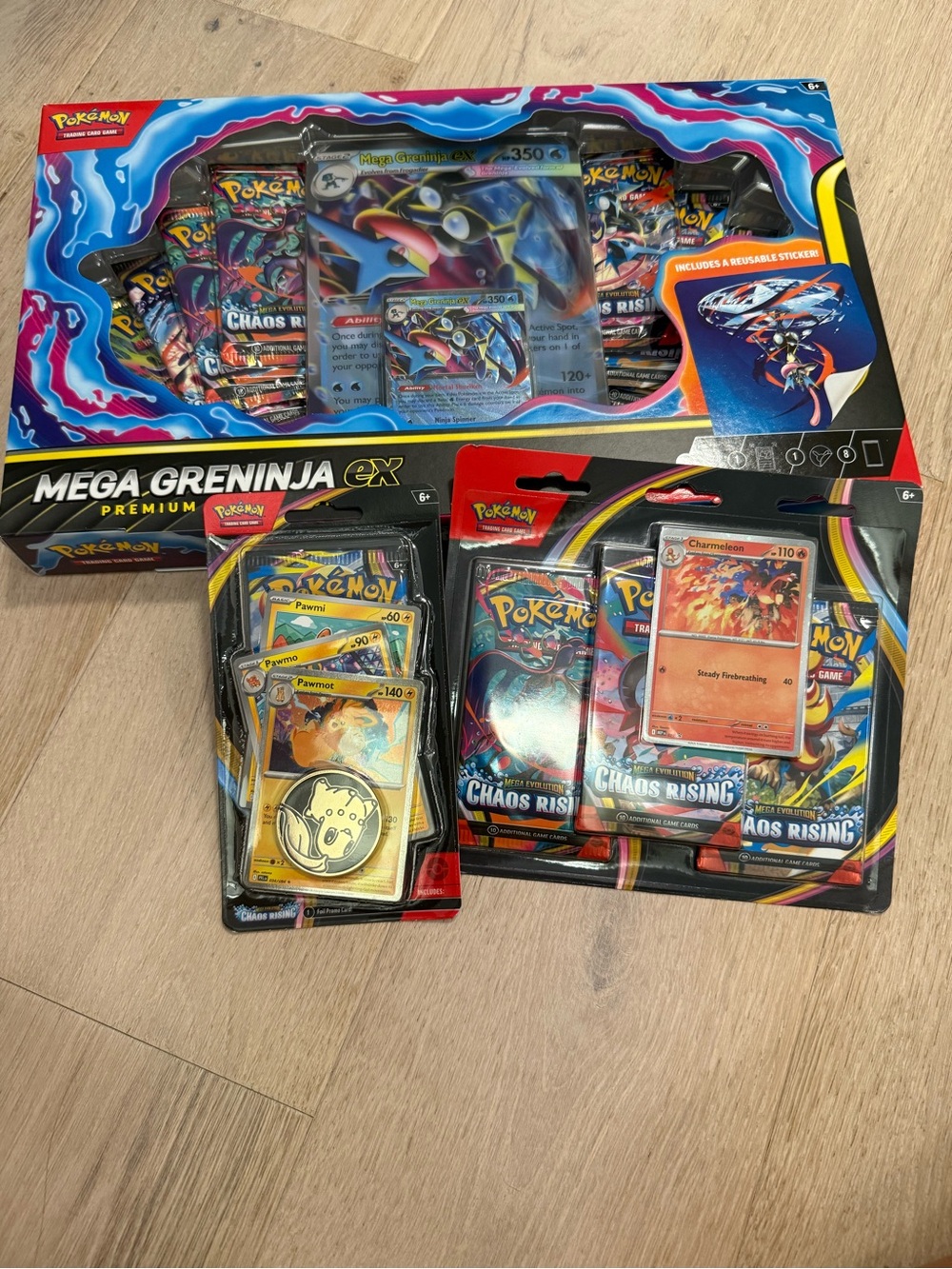 Mega Greninja EX Premium Box and Chaos Rising Booster Packs NEW